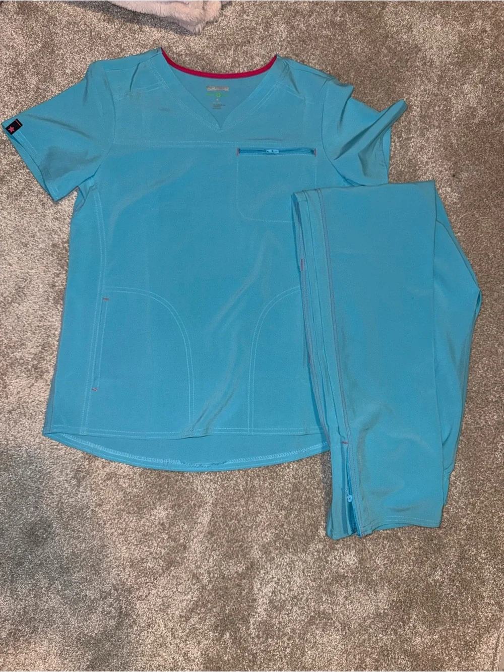 Scrubstar Women’s Turquoise Scrub Set XS Stretch Like New